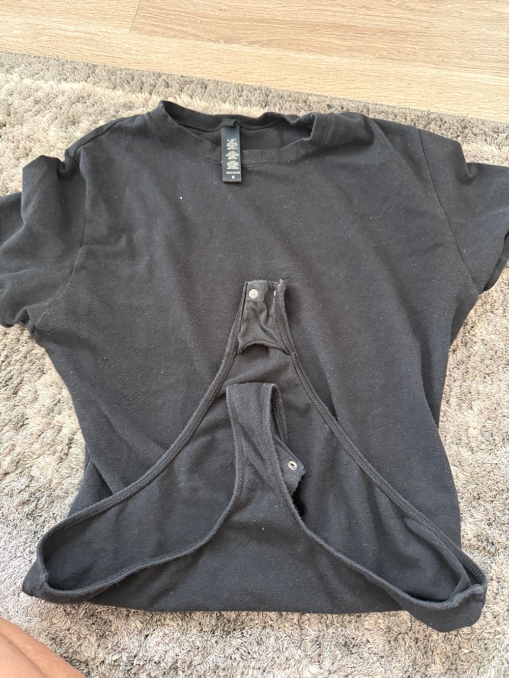 SKIMS Black Snap-Back Bodysuit Tee